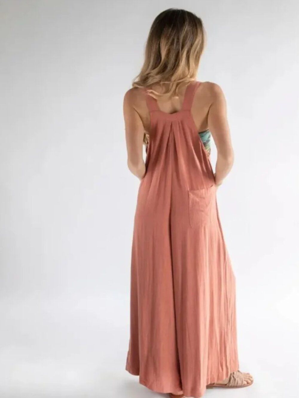 Natural Life Carrington Overall Jumpsuit Wide Legs Rust/Terracotta Size Large - Picture 3 of 7